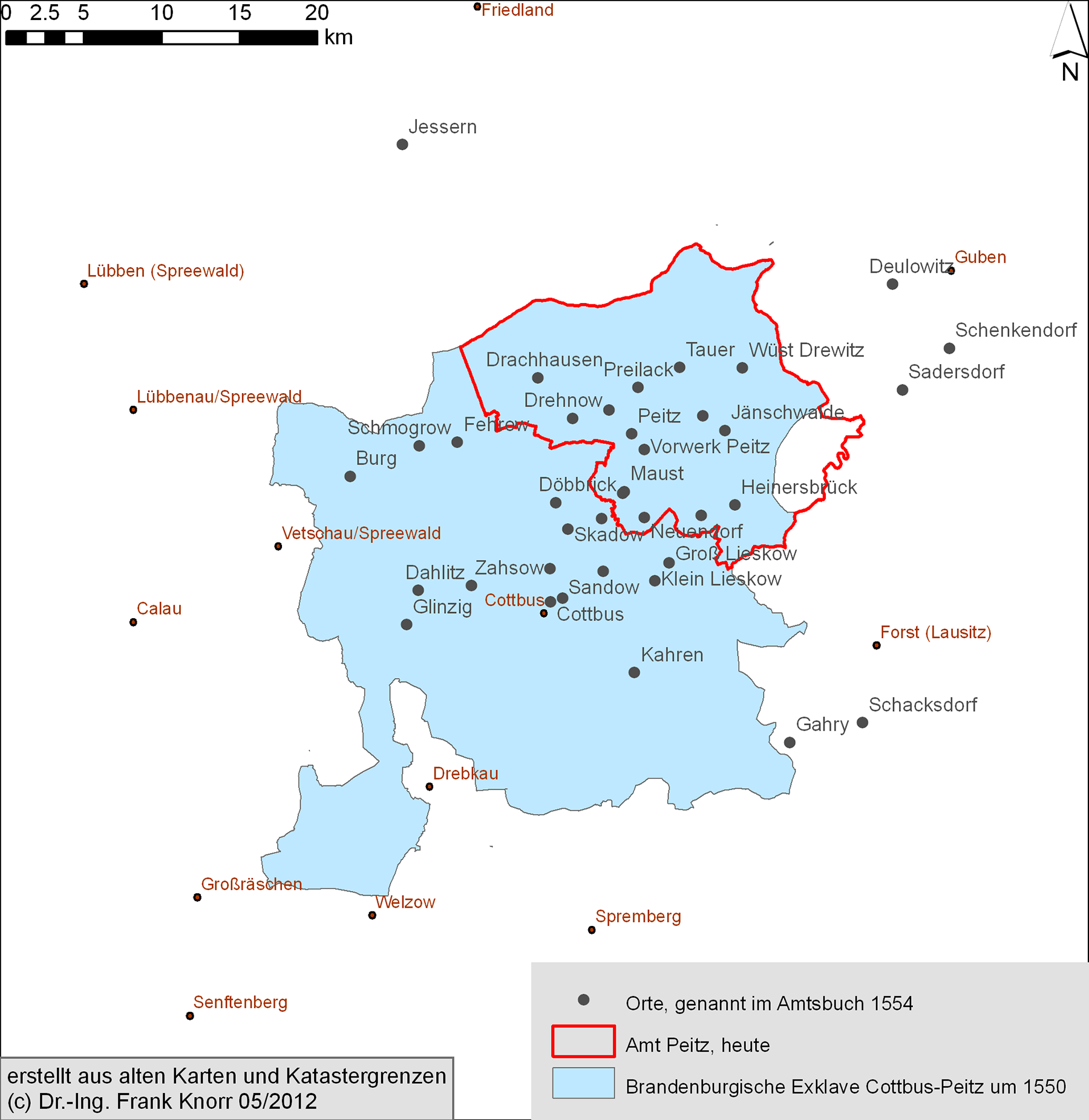 Exklave Cottbus-Peitz um 1550