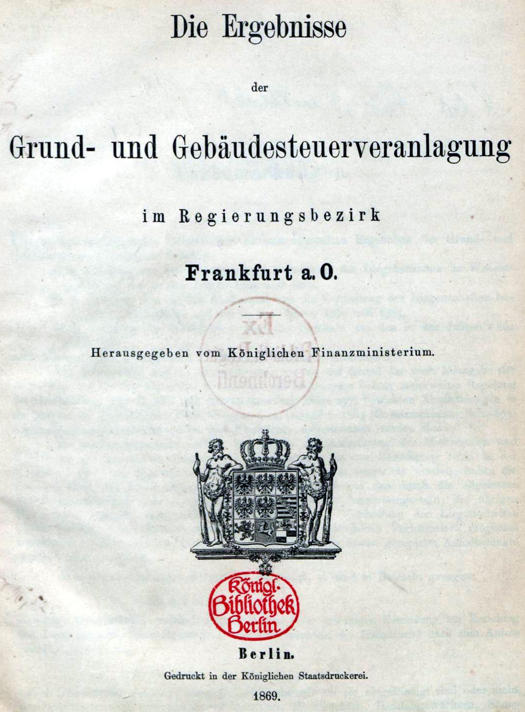 Deckblatt der Steuerveranlagung von 1869