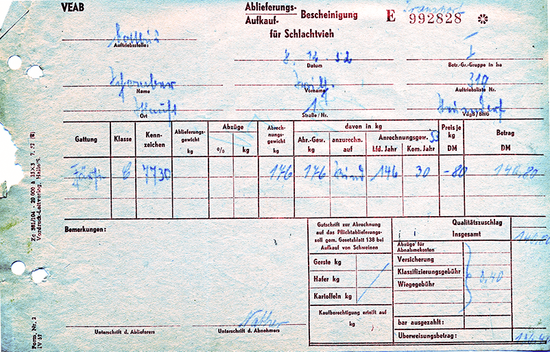 VEAB-Ablieferung vom 08.12.1953